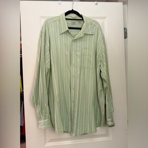 L.L. Bean Men's Pale Green Striped Button-Down Shirt